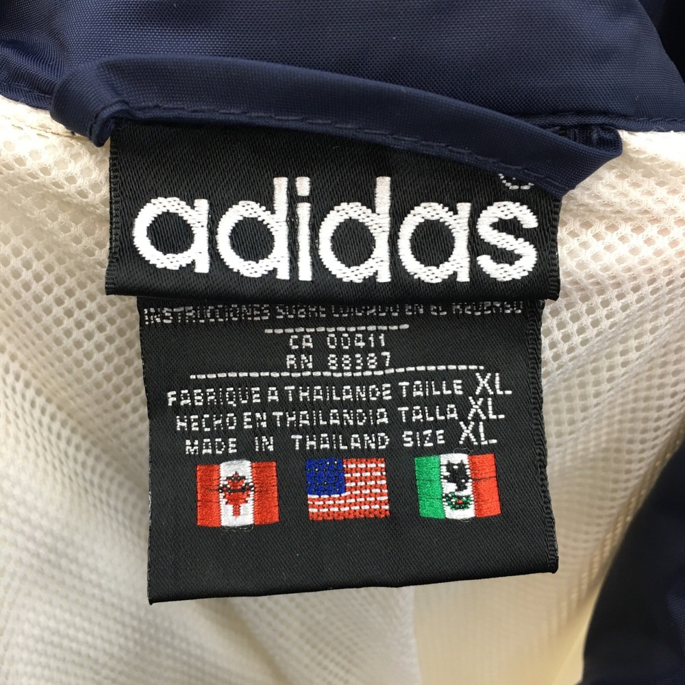 Vintage Adidas Trefoil Windbreaker Jacket Mens XL Navy White Colorblock Nylon - Picture 5 of 10